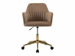 Vente-unique Silla de escritorio terciopelo y dorado altura ajustable - ELEANA Beige