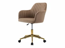 Vente-unique Silla de escritorio terciopelo y dorado altura ajustable - ELEANA Beige