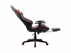 New Silla de gaming con reposapiés cuero sintético negro y Silla Gaming