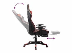New Silla de gaming con reposapiés cuero sintético negro y Silla Gaming