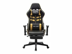 vidaxl Silla de gaming con reposapiés cuero sintético negro y