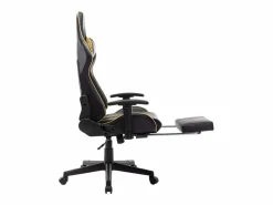 vidaxl Silla de gaming con reposapiés cuero sintético negro y