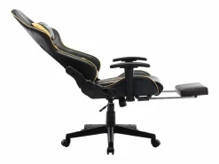 vidaxl Silla de gaming con reposapiés cuero sintético negro y