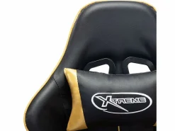 vidaxl Silla de gaming con reposapiés cuero sintético negro y