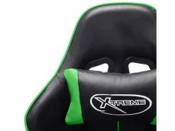 vidaxl Silla de gaming con reposapiés cuero sintético negro y