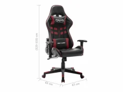 vidaxl Silla de gaming de cuero sintético negro y tinto Rojo