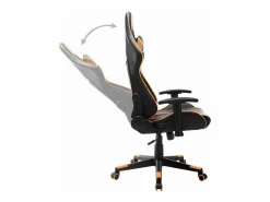 Clicnbuy Silla de gaming de cuero sintético negro y naranja