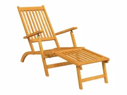 Hot Silla de jardín con reposapiés y mesita madera maciza de acacia ES879825 Marru00f3n