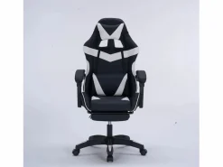Online Concept-Usine Silla de Juego de Oficina Ergonómica Reclinable Negro y Blanco - Cómoda y con Estilo Negro / Blanco