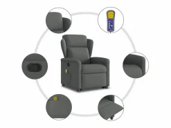 Best Silla de masaje reclinable de pie de tela gris oscuro SHL8002 Gris antracita