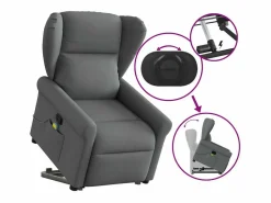 Sale Silla de masaje reclinable de pie de tela gris oscuro SHL5630 Gris antracita