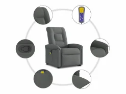 Silla de masaje reclinable de pie de tela gris oscuro SHL3439