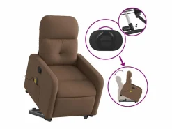 New Silla de masaje reclinable de pie de tela marrón SHL8007 Marru00f3n