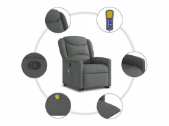 Silla de masaje reclinable de pie de tela gris oscuro SHL6255