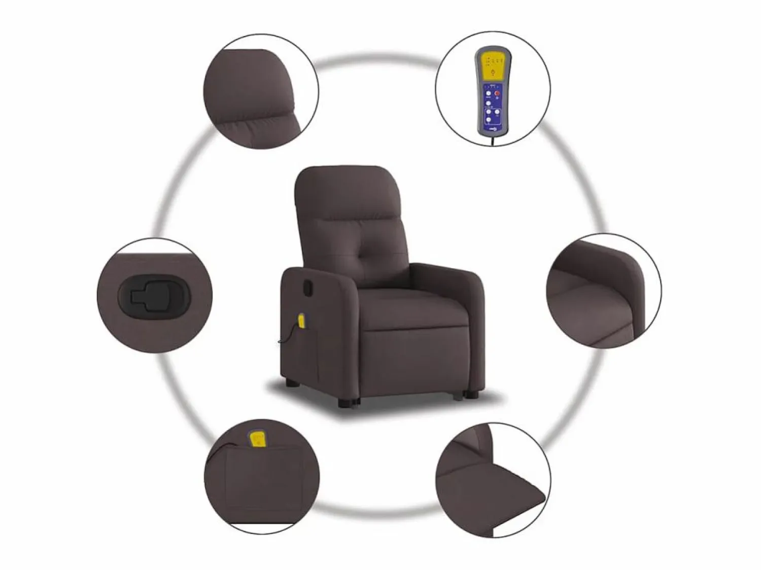 Silla de masaje reclinable de pie de tela marrón oscuro SHL8485 Sillón De Masaje