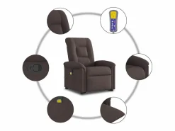 Hot Silla de masaje reclinable de pie de tela marrón oscuro SHL3823 Marru00f3n