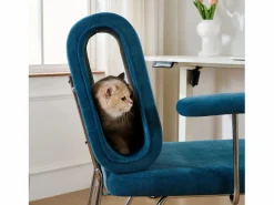 Clearance Silla de oficina - 77 x 70 x 89 cm - con cama para gatos integrada - reposabrazos reemplazables - Madera + Acero - Silla De Escritorio