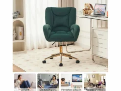 Best Silla de oficina - Velvet - - Altura ajustable - con ruedas giratorias y respaldo ergonómico - 62x64x88/97cm Silla De Escritorio