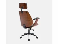 Sweeek Silla de oficina con ruedas, madera curvada y acabado en polipiel