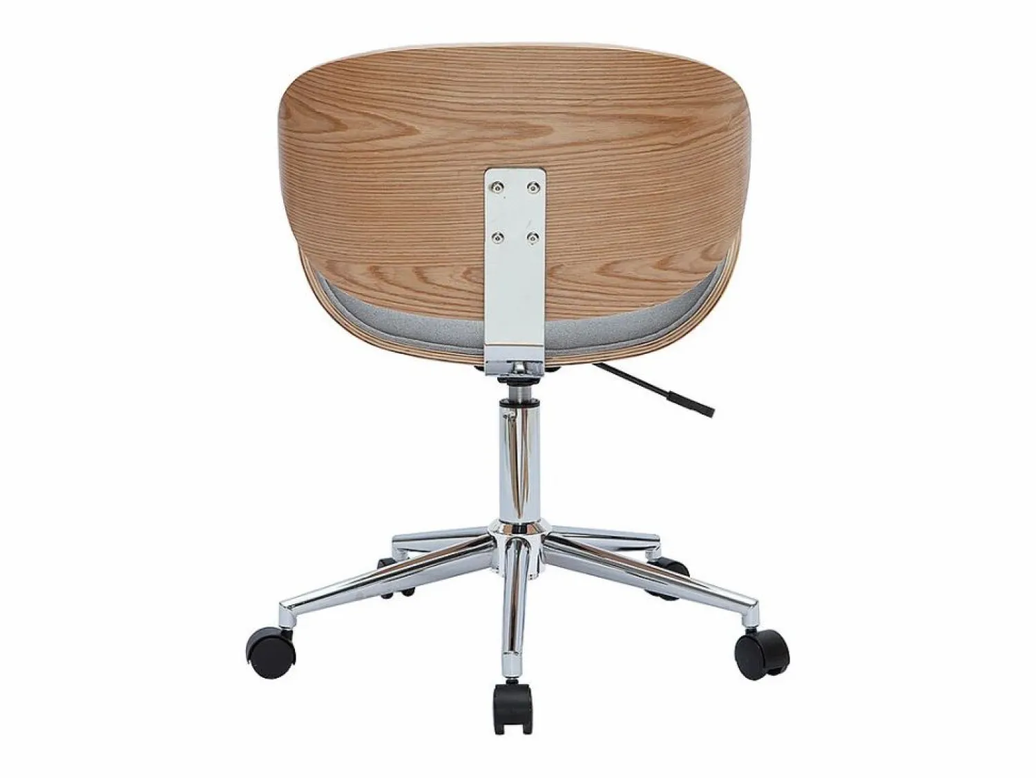 New Miliboo Silla de oficina con ruedas diseño en tela claro, madera clara y acero cromado WALNUT Gris