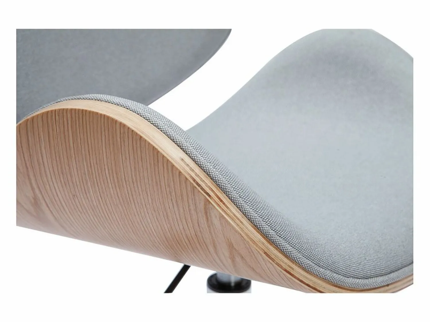 New Miliboo Silla de oficina con ruedas diseño en tela claro, madera clara y acero cromado WALNUT Gris