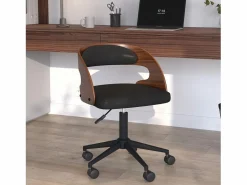 Online Silla de oficina con ruedas en madera oscura y PU - Louis Silla De Escritorio