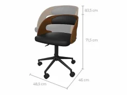 Online Silla de oficina con ruedas en madera oscura y PU - Louis Silla De Escritorio
