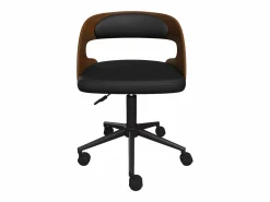 Online Silla de oficina con ruedas en madera oscura y PU - Louis Silla De Escritorio