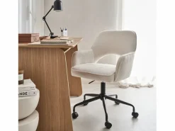 Sweeek Silla de oficina con ruedas en borreguito y base negra
