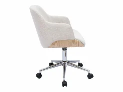 Hot Silla de oficina con ruedas de tela chenilla , madera clara y metal cromado EARL Silla De Escritorio