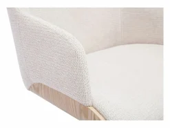 Hot Silla de oficina con ruedas de tela chenilla , madera clara y metal cromado EARL Silla De Escritorio