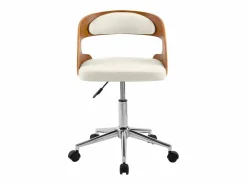Sale Rendez-Vous Déco Silla de oficina con ruedas en madera y PU - Louis Blanco