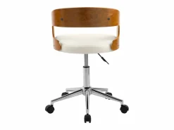 Sale Rendez-Vous Déco Silla de oficina con ruedas en madera y PU - Louis Blanco