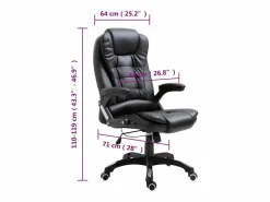 New Silla de oficina de cuero sintético negra Silla De Oficina