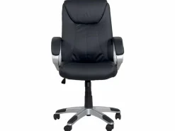 Hot Kayelles Silla de oficina de dirección, asiento reclinable de cuero sintético, altura regulable, giratoria 360°, reposabrazos acolchados, ruedas BORA Negro