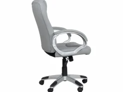 Kayelles Silla de oficina de dirección, asiento de cuero sintético reclinable, altura ajustable, giratorio 360°, reposabrazos acolchados, ruedas BORA