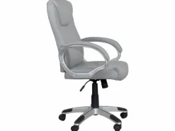 Kayelles Silla de oficina de dirección, asiento de cuero sintético reclinable, altura ajustable, giratorio 360°, reposabrazos acolchados, ruedas BORA