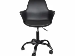 Kayelles Silla de oficina de diseño, asiento con cojín y reposabrazos integrados, altura ajustable, giratorio, base de metal, ruedas suaves MOTO