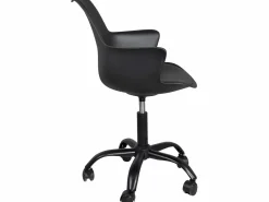 Kayelles Silla de oficina de diseño, asiento con cojín y reposabrazos integrados, altura ajustable, giratorio, base de metal, ruedas suaves MOTO