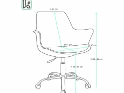 Kayelles Silla de oficina de diseño, asiento con cojín y reposabrazos integrados, altura ajustable, giratorio, base de metal, ruedas suaves MOTO