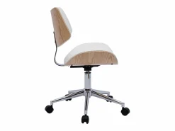 Miliboo Silla de oficina de diseño con ruedas de color , roble claro y metal MALMO