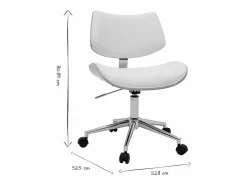 Miliboo Silla de oficina de diseño con ruedas de color , roble claro y metal MALMO