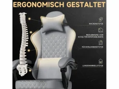 Hauss Spole Silla de oficina de masaje con reposapiés - Silla gaming de piel sintética - Color negro Gris