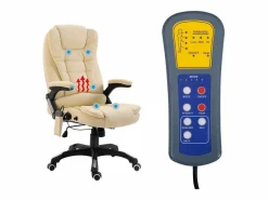 Sale vidaxl Silla de oficina de masaje de cuero sintético color Crema