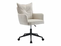 Outlet Vente-unique Silla de oficina de pana color y negra, altura regulable - BATARU by Pascal Morabito Crema