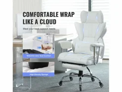 Best Silla de Oficina Ejecutiva SucceBuy, Reclinable con Reposapiés y Balanceo de 90 a 120° Silla De Escritorio