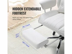 Best Silla de Oficina Ejecutiva SucceBuy, Reclinable con Reposapiés y Balanceo de 90 a 120° Silla De Escritorio