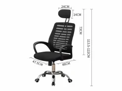 Outlet Silla de oficina ergonómica "Sébastien" de altura regulable con reposacabezas - Negra Silla De Escritorio