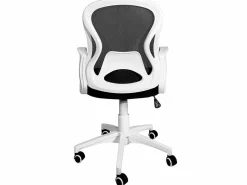 Kayelles Silla de oficina ergonómica, asiento de malla reclinable, soporte lumbar, altura ajustable, giratorio, ruedas suaves FEST Negro / Blanco