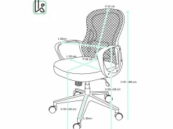Kayelles Silla de oficina ergonómica, asiento de malla reclinable, soporte lumbar, altura ajustable, giratorio, ruedas suaves FEST Negro / Blanco